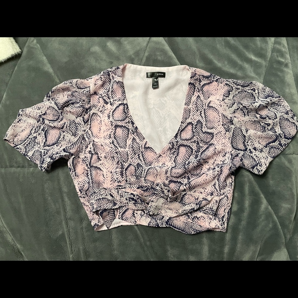 snake print wrap top